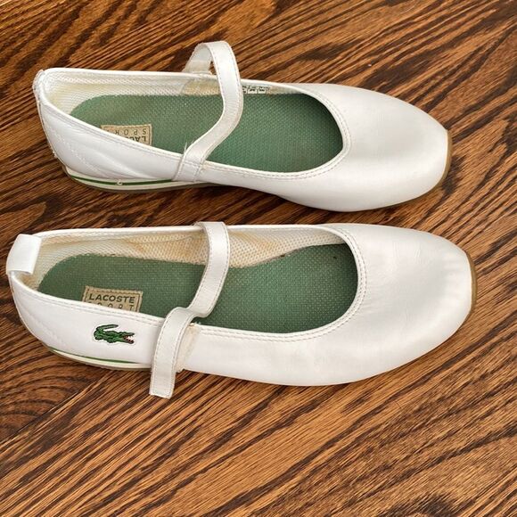 Lacoste Women’s 7.5 Ballerina Shoes Velcro Straps Gummy Toe Point - Picture 4 of 7